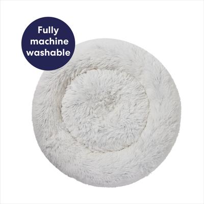 Show full view: Frisco Long Faux Fur Donut Cat & Dog Bed, Silver, Medium slide 6 of 10