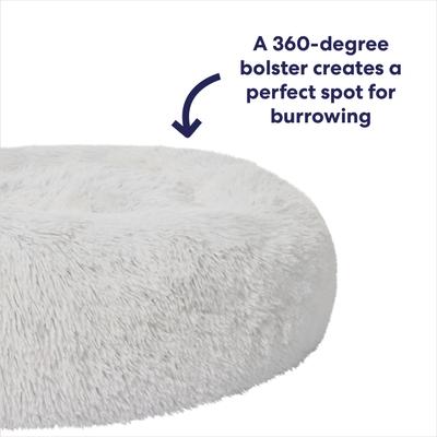 Show full view: Frisco Long Faux Fur Donut Cat & Dog Bed, Silver, Medium slide 5 of 10