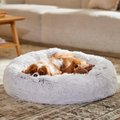 Frisco Long Faux Fur Donut Cat & Dog Bed, Silver, Medium
