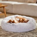 Frisco Long Faux Fur Donut Cat & Dog Bed, Silver, Medium