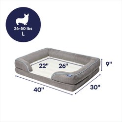 Frisco Plush Orthopedic Front Bolster Cat & Dog Bed w/Removable Cover, Gray, Large slide 2 of 7