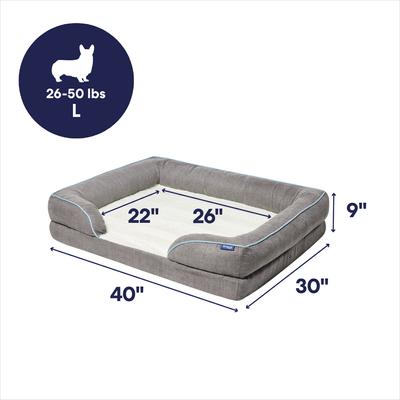 Show full view: Frisco Plush Orthopedic Front Bolster Cat & Dog Bed w/Removable Cover, Gray, Large slide 3 of 9