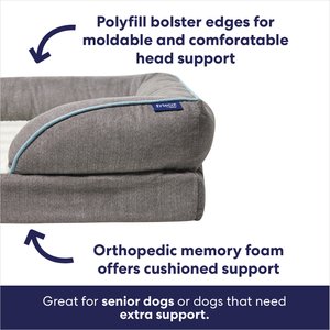Frisco Plush Orthopedic Front Bolster Cat & Dog Bed w/Removable Cover, Gray, Large