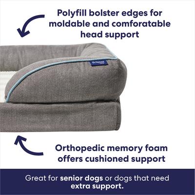 Show full view: Frisco Plush Orthopedic Front Bolster Cat & Dog Bed w/Removable Cover, Gray, Large slide 5 of 9
