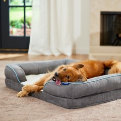 Frisco Plush Orthopedic Front Bolster Cat & Dog Bed w/Removable Cover, Gray, Large