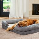 Frisco Plush Orthopedic Front Bolster Cat & Dog Bed w/Removable Cover, Gray, Large