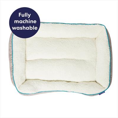 Show full view: Frisco Sherpa Bolster Cat & Dog Bed, Light Gray Basketweave, Large slide 5 of 8