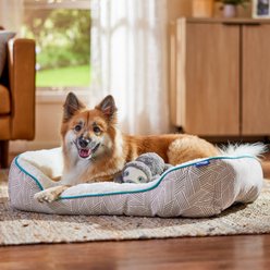 Frisco Sherpa Bolster Cat & Dog Bed, Light Gray Basketweave, Large slide 1 of 7