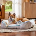 Frisco Sherpa Bolster Cat & Dog Bed, Light Gray Basketweave, Large