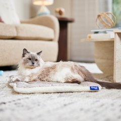 Frisco Sherpa Reversible Cat Mat, Light Gray Basket Weave Print