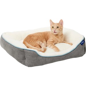 Frisco Sherpa Bolster Cat & Dog Bed, Gray, Small