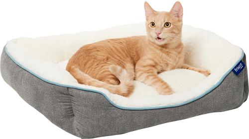 Show full view: Frisco Sherpa Bolster Cat & Dog Bed, Gray, Small slide 3 of 9