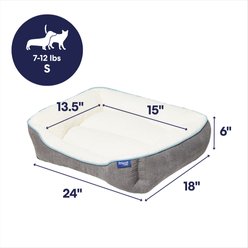 Frisco Sherpa Bolster Cat & Dog Bed, Gray, Small slide 2 of 8