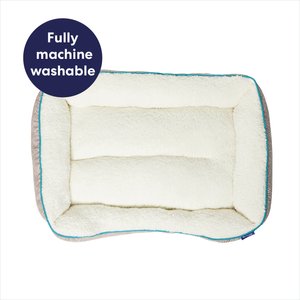 Frisco Sherpa Bolster Cat & Dog Bed, Light Gray Basketweave, Small