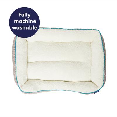 Show full view: Frisco Sherpa Bolster Cat & Dog Bed, Light Gray Basketweave, Small slide 6 of 9