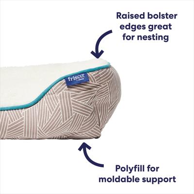 Show full view: Frisco Sherpa Bolster Cat & Dog Bed, Light Gray Basketweave, Small slide 5 of 9