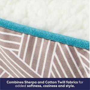 Frisco Sherpa Bolster Cat & Dog Bed, Light Gray Basketweave, Small