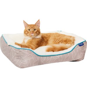 Frisco Sherpa Bolster Cat & Dog Bed, Light Gray Basketweave, Small