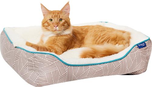 Show full view: Frisco Sherpa Bolster Cat & Dog Bed, Light Gray Basketweave, Small slide 3 of 9