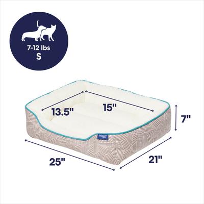 Show full view: Frisco Sherpa Bolster Cat & Dog Bed, Light Gray Basketweave, Small slide 2 of 9