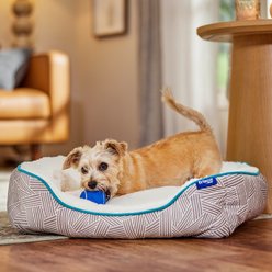 Frisco Sherpa Bolster Cat & Dog Bed, Light Gray Basketweave, Small