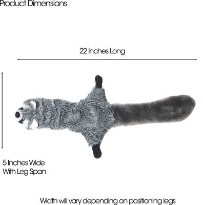 Show full view: PetRageous Designs RoadRageous Raccoon Stuffless Body Squeak Plush Toy, Grey, 22-in slide 2 of 3