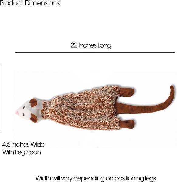 Show full view: PetRageous Designs RoadRageous Opossum Stuffless Body Squeak Plush Toy, Brown, 22-in slide 2 of 3