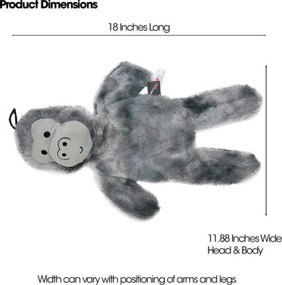 Show full view: PetRageous Designs Knuckles the Gorilla 18-in Squeak & Crinkle Plush Dog Toy, Grey slide 3 of 4