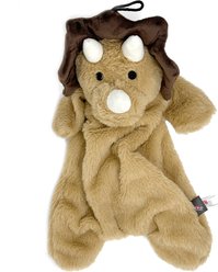 PetRageous Designs Wyatt 20-in Dino Stuffless Squeak & Crinkle Plush Dog Toy, Brown