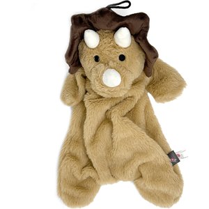 PetRageous Designs Wyatt 20-in Dino Stuffless Squeak & Crinkle Plush Dog Toy, Brown