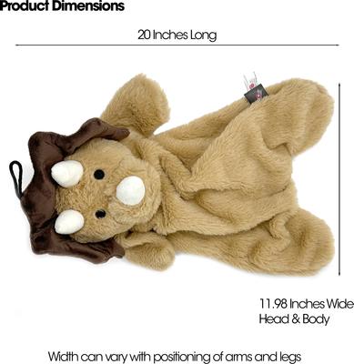 Show full view: PetRageous Designs Wyatt 20-in Dino Stuffless Squeak & Crinkle Plush Dog Toy, Brown slide 4 of 5