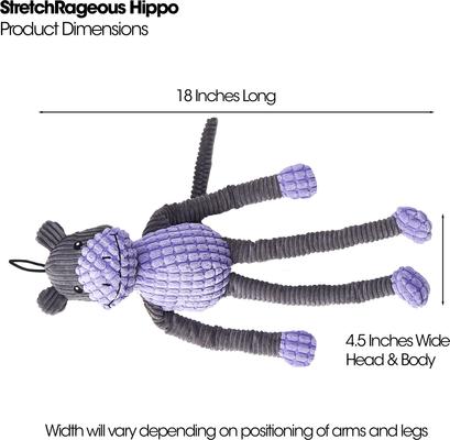 Show full view: PetRageous Designs StretchRageous 18-in Hippo Squeak & Crinkle Plush Dog Toy, Purple slide 2 of 3