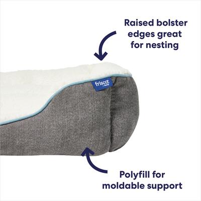 Show full view: Frisco Sherpa Bolster Cat & Dog Bed, Gray, Large slide 4 of 8