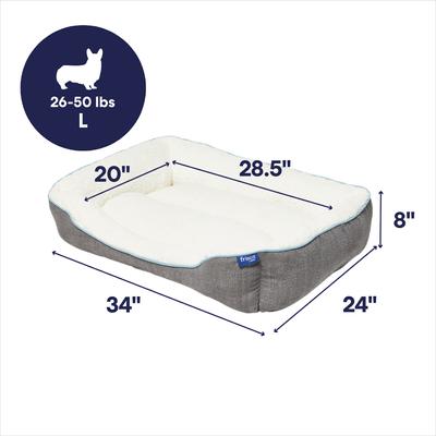 Show full view: Frisco Sherpa Bolster Cat & Dog Bed, Gray, Large slide 2 of 8