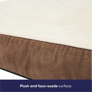 Frisco Faux Suede Pillow Cat & Dog Bed with Removable Cover, Brown, X-Large