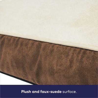 Show full view: Frisco Faux Suede Pillow Cat & Dog Bed with Removable Cover, Brown, Medium slide 4 of 10
