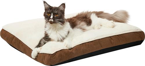 Show full view: Frisco Faux Suede Pillow Cat & Dog Bed with Removable Cover, Brown, Medium slide 3 of 10