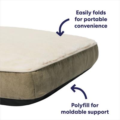 Show full view: Frisco Faux Suede Pillow Cat & Dog Bed with Removable Cover, Khaki Green, Medium slide 5 of 10