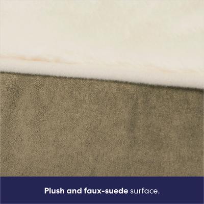 Show full view: Frisco Faux Suede Pillow Cat & Dog Bed with Removable Cover, Khaki Green, Medium slide 4 of 10