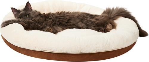 Show full view: Frisco Faux Suede Donut Cuddler Cat & Dog Bed, Brown, Medium slide 3 of 10