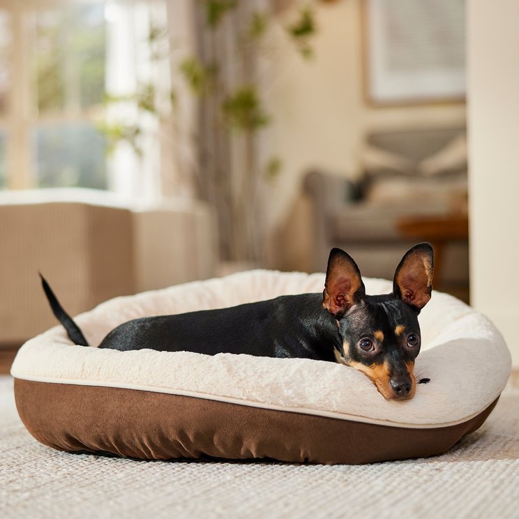 Invenho Rabbit Fleece & Teddy Fleece Strips Heated Cat & Dog Bed, Brown, 20-in x 12-in