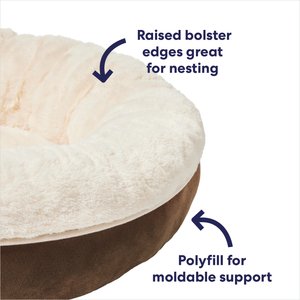 Frisco Faux Suede Donut Cuddler Cat & Dog Bed, Brown, X-Small