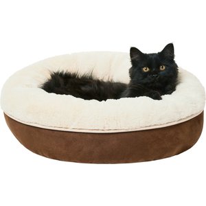 Frisco Faux Suede Donut Cuddler Cat & Dog Bed, Brown, X-Small