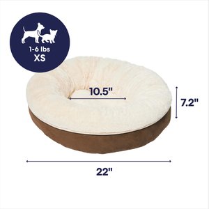 Frisco Faux Suede Donut Cuddler Cat & Dog Bed, Brown, X-Small