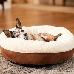 Frisco Faux Suede Donut Cuddler Cat & Dog Bed, Brown, X-Small
