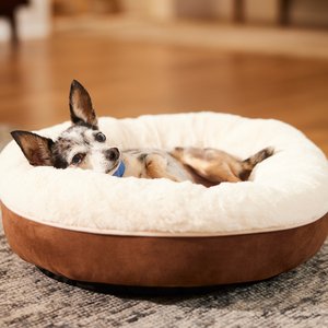 Frisco Faux Suede Donut Cuddler Cat & Dog Bed, Brown, X-Small