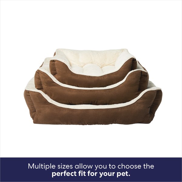Show full view: Frisco Faux Suede Bolster Cat & Dog Bed, Brown, Medium slide 7 of 10