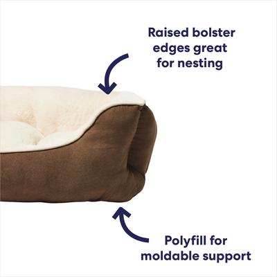 Show full view: Frisco Faux Suede Bolster Cat & Dog Bed, Brown, Large slide 5 of 10