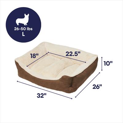 Show full view: Frisco Faux Suede Bolster Cat & Dog Bed, Brown, Large slide 3 of 10