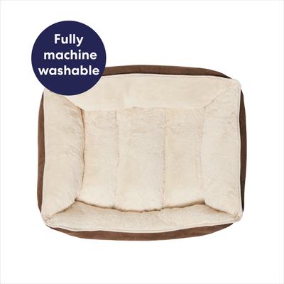 Show full view: Frisco Faux Suede Bolster Cat & Dog Bed, Brown, Medium slide 6 of 10
